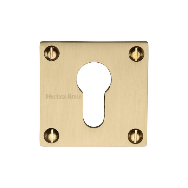 M Marcus - Heritage Brass, Euro Profile Cylinder Escutcheon Square  - BAU1558, Escutcheons & Privacy Thumbturns, Escutcheons