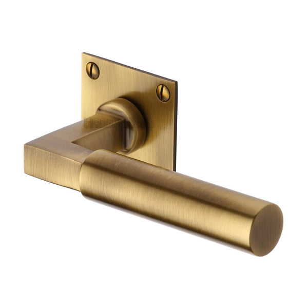 M Marcus - Heritage Brass, Bauhaus Low Profile Door Handle on Square Rose, Door Handles, Door Handles on Square Rose