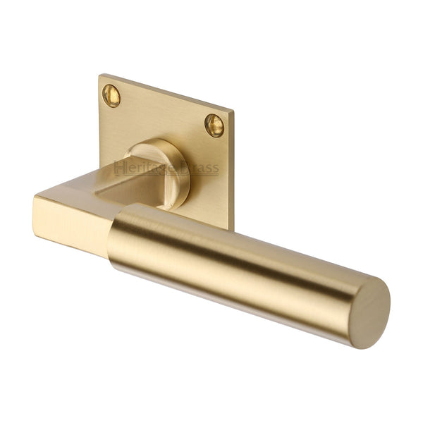 M Marcus - Heritage Brass, Bauhaus Low Profile Door Handle on Square Rose, Door Handles, Door Handles on Square Rose