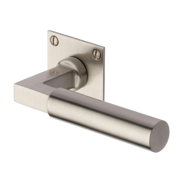 M Marcus - Heritage Brass, Bauhaus Low Profile Door Handle on Square Rose, Door Handles, Door Handles on Square Rose