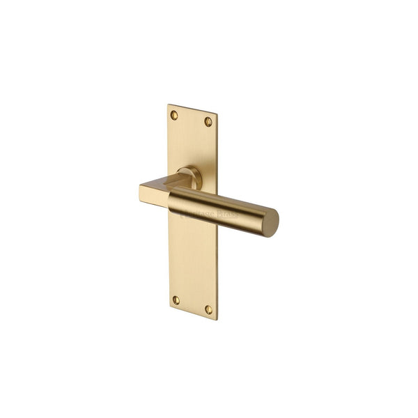 Bauhaus Door Handle on Plate by M Marcus - Heritage Brass