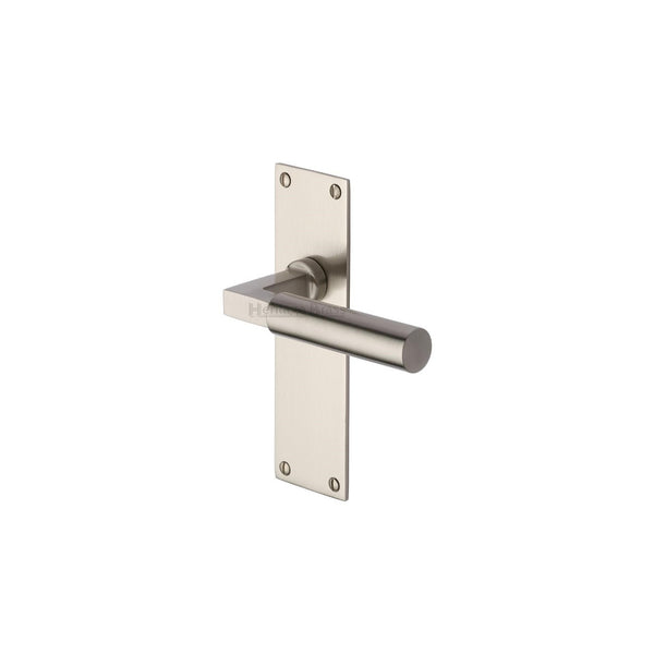 Bauhaus Door Handle on Plate by M Marcus - Heritage Brass