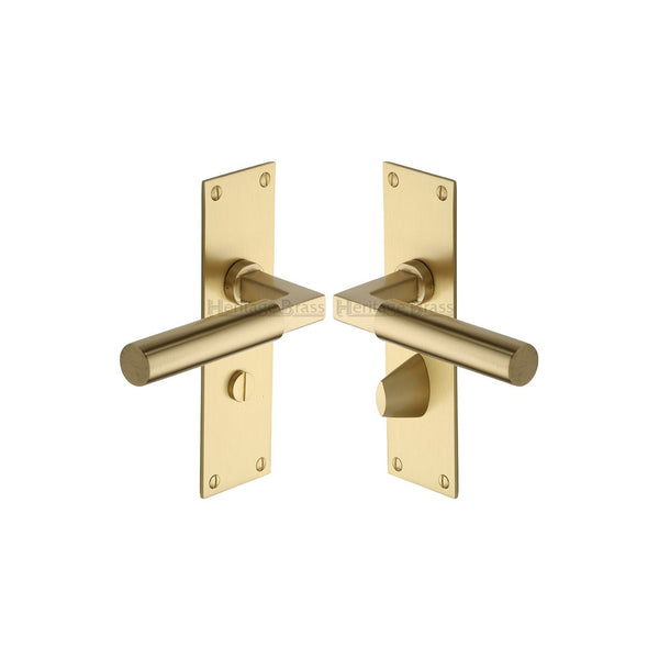 Bauhaus Door Handle on Plate by M Marcus - Heritage Brass
