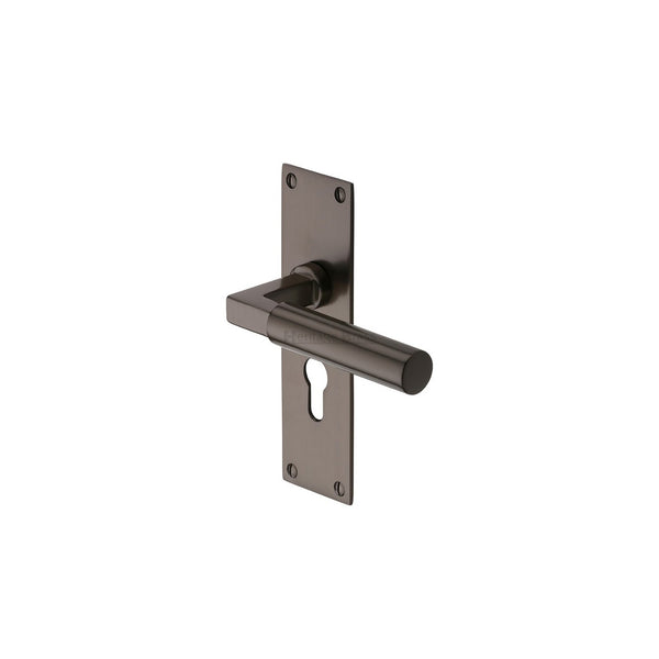 Bauhaus Door Handle on Plate by M Marcus - Heritage Brass