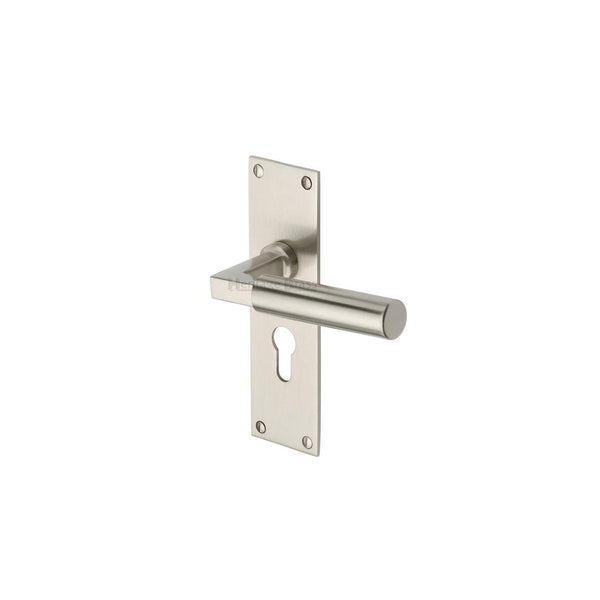 Bauhaus Door Handle on Plate by M Marcus - Heritage Brass