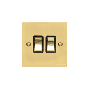 Bauhaus Range Polished Brass Switches & Sockets, BH1 - 2 Gang Rocker Switch by Heritage Brass By M-Marcus