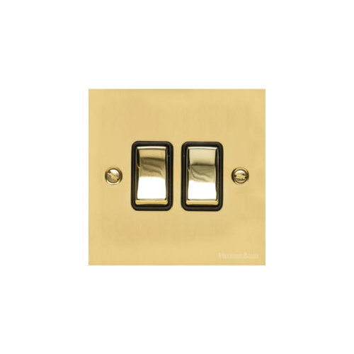 Bauhaus Range Polished Brass Switches & Sockets, BH1 - 2 Gang Rocker Switch by Heritage Brass By M-Marcus