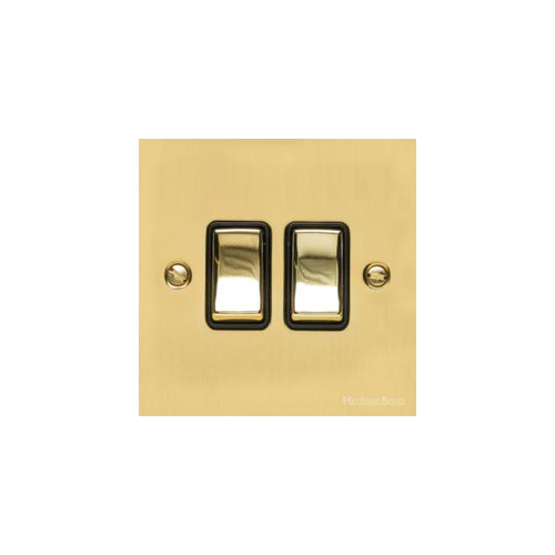 Bauhaus Range Polished Brass Switches & Sockets, BH1 - 2 Gang Rocker Switch by Heritage Brass By M-Marcus