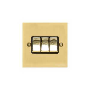 Bauhaus Range Polished Brass Switches & Sockets, BH1 - 3 Gang Rocker Switch by Heritage Brass By M-Marcus
