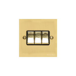 Bauhaus Range Polished Brass Switches & Sockets, BH1 - 3 Gang Rocker Switch by Heritage Brass By M-Marcus