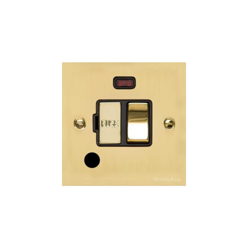 Bauhaus Range Polished Brass Switches & Sockets, BH1 - Switched Spur with Neon + Cord (13 Amp) by Heritage Brass By M-Marcus