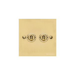 Bauhaus Range Polished Brass Switches & Sockets, BH1 - 2 Gang Toggle Switch by Heritage Brass By M-Marcus