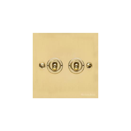 Bauhaus Range Polished Brass Switches & Sockets, BH1 - 2 Gang Toggle Switch by Heritage Brass By M-Marcus