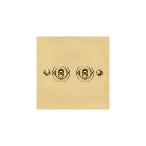 Bauhaus Range Polished Brass Switches & Sockets, BH1 - 2 Gang Toggle Switch by Heritage Brass By M-Marcus