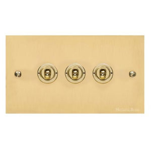 Bauhaus Range Polished Brass Switches & Sockets, BH1 - 3 Gang Toggle Switch by Heritage Brass By M-Marcus
