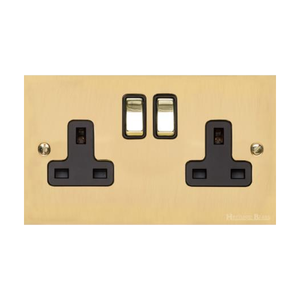Bauhaus Range Polished Brass Switches & Sockets, BH1 - Double Socket (13 Amp) by Heritage Brass By M-Marcus