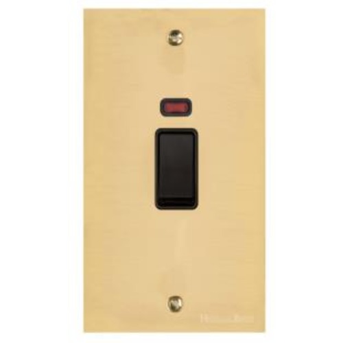 Bauhaus Range Polished Brass Switches & Sockets, BH1 - 45A DP Cooker Switch with Neon (tall plate) by Heritage Brass By M-Marcus