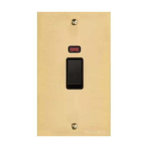 Bauhaus Range Polished Brass Switches & Sockets, BH1 - 45A DP Cooker Switch with Neon (tall plate) by Heritage Brass By M-Marcus