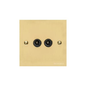 Bauhaus Range Polished Brass Switches & Sockets, BH1 - 2 Gang TV Coaxial Socket by Heritage Brass By M-Marcus