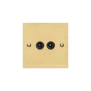 Bauhaus Range Polished Brass Switches & Sockets, BH1 - 2 Gang TV Coaxial Socket by Heritage Brass By M-Marcus
