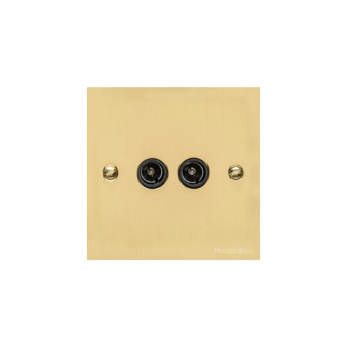 Bauhaus Range Polished Brass Switches & Sockets, BH1 - 2 Gang TV Coaxial Socket by Heritage Brass By M-Marcus