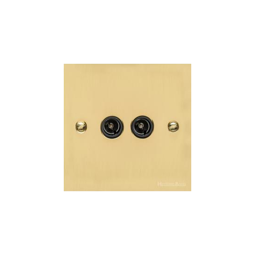 Bauhaus Range Polished Brass Switches & Sockets, BH1 - 2 Gang TV Coaxial Socket by Heritage Brass By M-Marcus