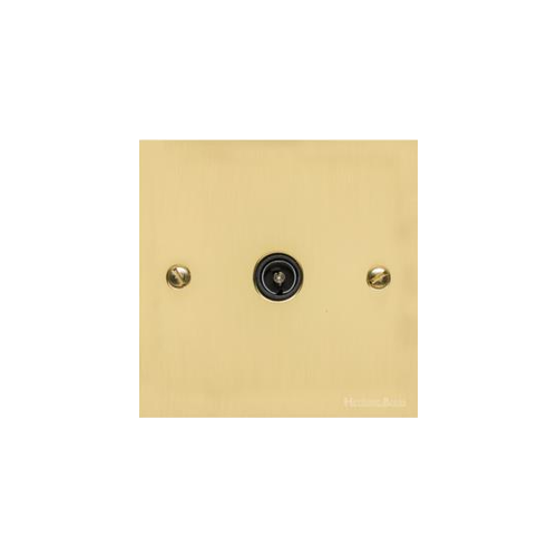 Bauhaus Range Polished Brass Switches & Sockets, BH1 - 1 Gang Isolated TV Coaxial Socket by Heritage Brass By M-Marcus