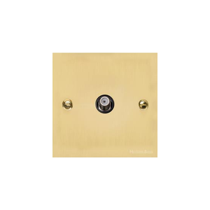 Bauhaus Range Polished Brass Switches & Sockets, BH1 - 1 Gang Satellite Socket by Heritage Brass By M-Marcus