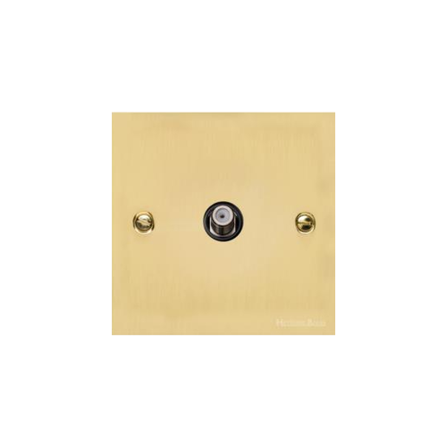 Bauhaus Range Polished Brass Switches & Sockets, BH1 - 1 Gang Satellite Socket by Heritage Brass By M-Marcus