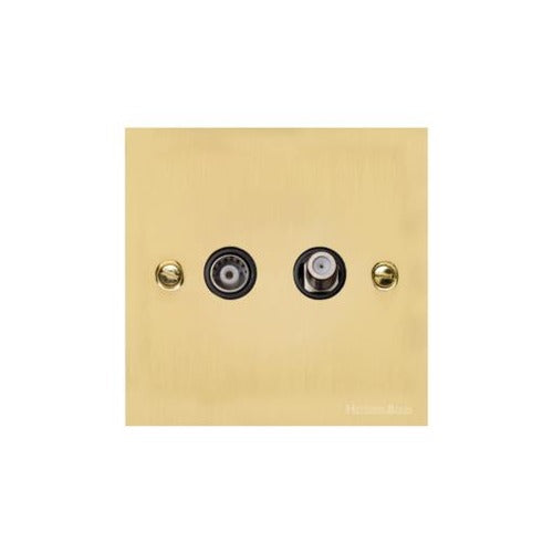 Bauhaus Range Polished Brass Switches & Sockets, BH1 - TV/Satellite Socket by Heritage Brass By M-Marcus
