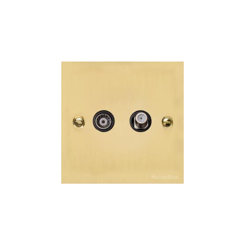 Bauhaus Range Polished Brass Switches & Sockets, BH1 - TV/Satellite Socket by Heritage Brass By M-Marcus