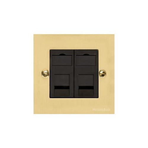 Bauhaus Range Polished Brass Switches & Sockets, BH1 - 2 Gang CAT6 by Heritage Brass By M-Marcus