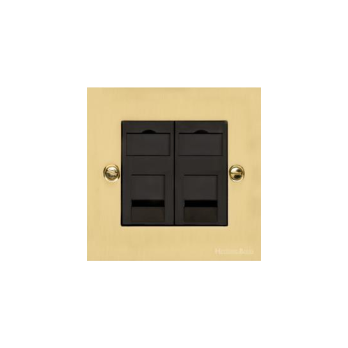 Bauhaus Range Polished Brass Switches & Sockets, BH1 - 2 Gang RJ45 by Heritage Brass By M-Marcus