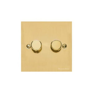 Bauhaus Range Polished Brass Switches & Sockets, BH1 - 2 Gang Dimmer 400 watts (Compatible with halogen/ incandescent bulbs) by Heritage Brass By M-Marcus