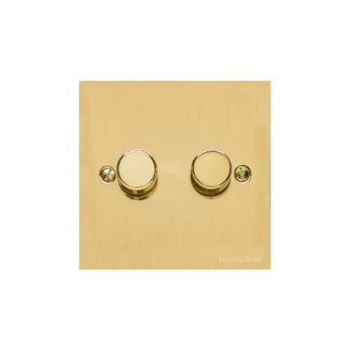 Bauhaus Range Polished Brass Switches & Sockets, BH1 - 2 Gang Dimmer 400 watts (Compatible with halogen/ incandescent bulbs) by Heritage Brass By M-Marcus