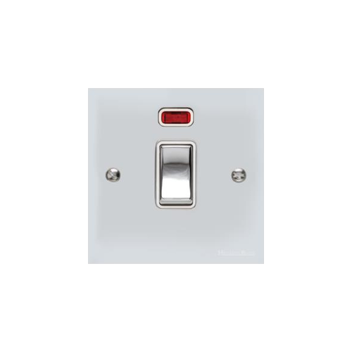 Bauhaus Range Polished Chrome Switches & Sockets, BH2 - 20A Double Pole Switch with Neon by Heritage Brass By M-Marcus