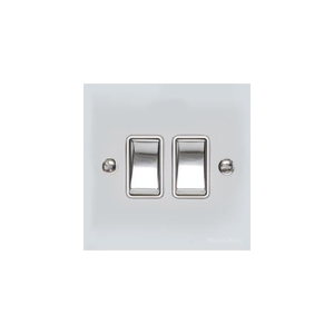 Bauhaus Range Polished Chrome Switches & Sockets, BH2 - 2 Gang Rocker Switch by Heritage Brass By M-Marcus