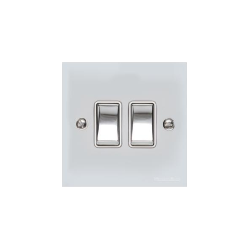 Bauhaus Range Polished Chrome Switches & Sockets, BH2 - 2 Gang Rocker Switch by Heritage Brass By M-Marcus