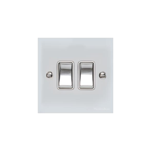 Bauhaus Range Polished Chrome Switches & Sockets, BH2 - 2 Gang Rocker Switch by Heritage Brass By M-Marcus