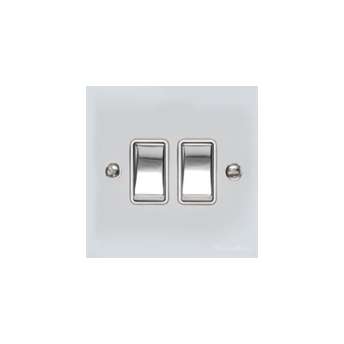 Bauhaus Range Polished Chrome Switches & Sockets, BH2 - 2 Gang Rocker Switch by Heritage Brass By M-Marcus