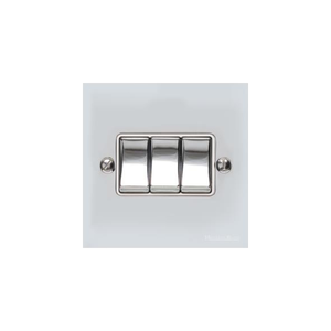 Bauhaus Range Polished Chrome Switches & Sockets, BH2 - 3 Gang Rocker Switch by Heritage Brass By M-Marcus