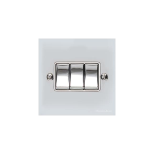 Bauhaus Range Polished Chrome Switches & Sockets, BH2 - 3 Gang Rocker Switch by Heritage Brass By M-Marcus