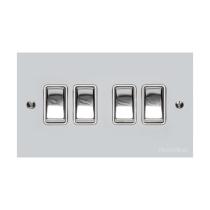 Bauhaus Range Polished Chrome Switches & Sockets, BH2 - 4 Gang Rocker Switch by Heritage Brass By M-Marcus