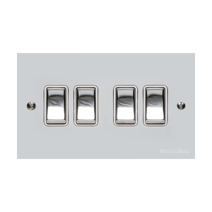 Bauhaus Range Polished Chrome Switches & Sockets, BH2 - 4 Gang Rocker Switch by Heritage Brass By M-Marcus