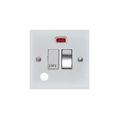Bauhaus Range Polished Chrome Switches & Sockets, BH2 - Switched Spur with Neon + Cord (13 Amp) by Heritage Brass By M-Marcus