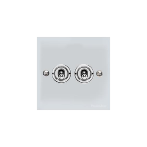 Bauhaus Range Polished Chrome Switches & Sockets, BH2 - 2 Gang Toggle Switch by Heritage Brass By M-Marcus