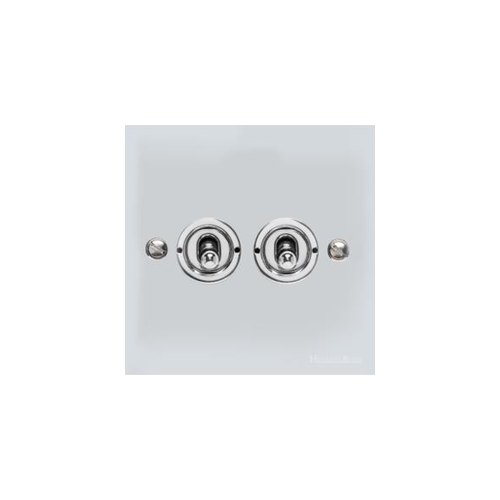 Bauhaus Range Polished Chrome Switches & Sockets, BH2 - 2 Gang Toggle Switch by Heritage Brass By M-Marcus