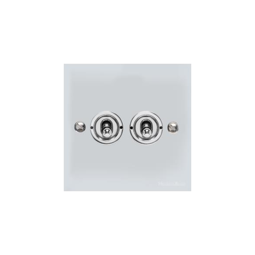 Bauhaus Range Polished Chrome Switches & Sockets, BH2 - 2 Gang Toggle Switch by Heritage Brass By M-Marcus
