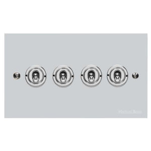 Bauhaus Range Polished Chrome Switches & Sockets, BH2 - 4 Gang Toggle Switch by Heritage Brass By M-Marcus