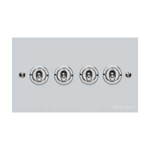 Bauhaus Range Polished Chrome Switches & Sockets, BH2 - 4 Gang Toggle Switch by Heritage Brass By M-Marcus